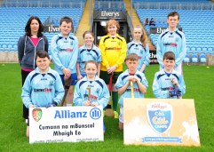 Manualla N.S. winners of Div 4 in the Allianz Cumannn na mBunscol, Hurling final in Mc Hale Park, with Noala Gibbons teacher. Picture; Frank Dolan.